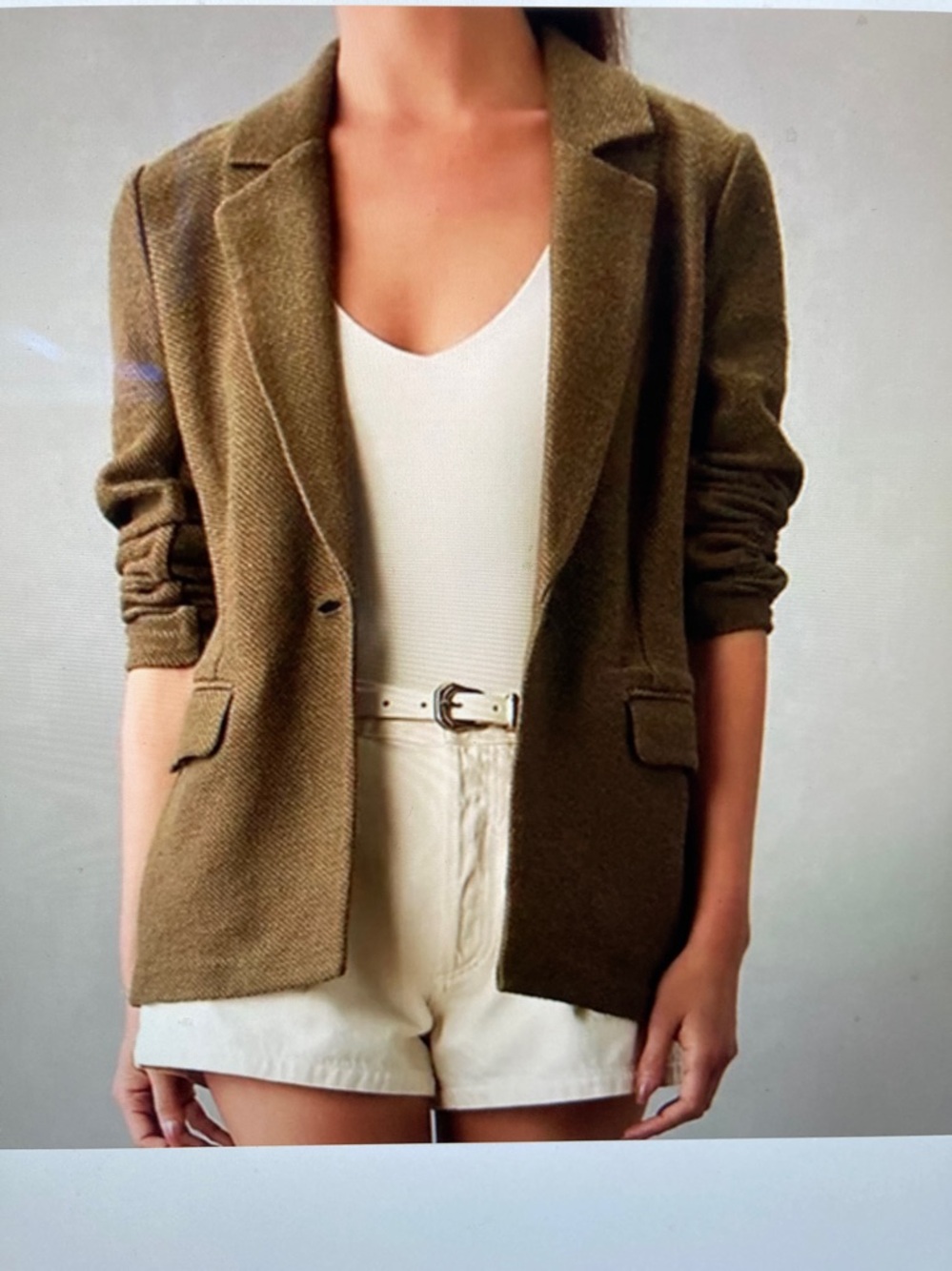Sanctuary Olive-Green Single-Button Textured Blazer NWT